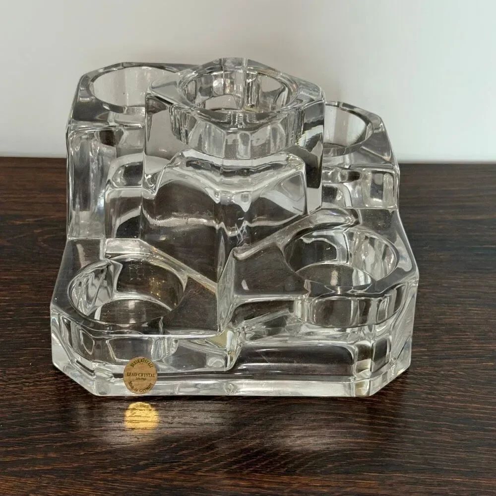 PartyLite lead crystal 5 tier tea light candle holder 3x6” 4.10lbs
